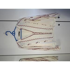 Zara Embroidered Cream Blouse Size XS